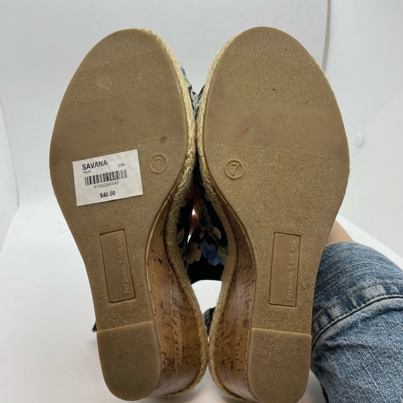Savana Floral Cork Wedge Strappy Sandal Size 7 - Picture 8 of 11